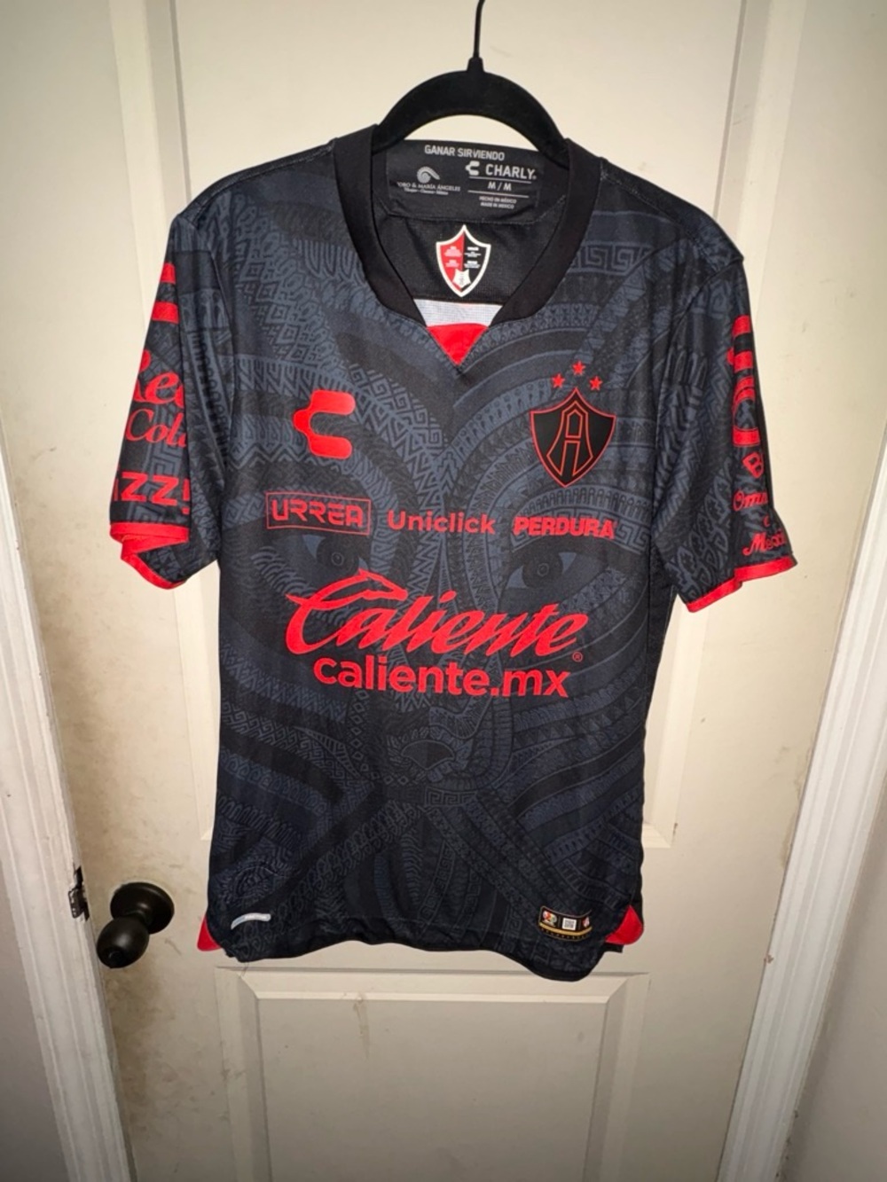 Charly Men’s Soccer Jersey - Black with Red Accents